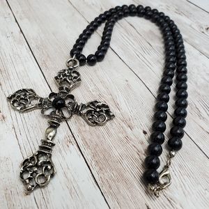 Beaded Vintage Necklace with Cross